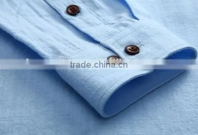 Latest summer shirt cotton linen chinese mandarin collar mens shirts