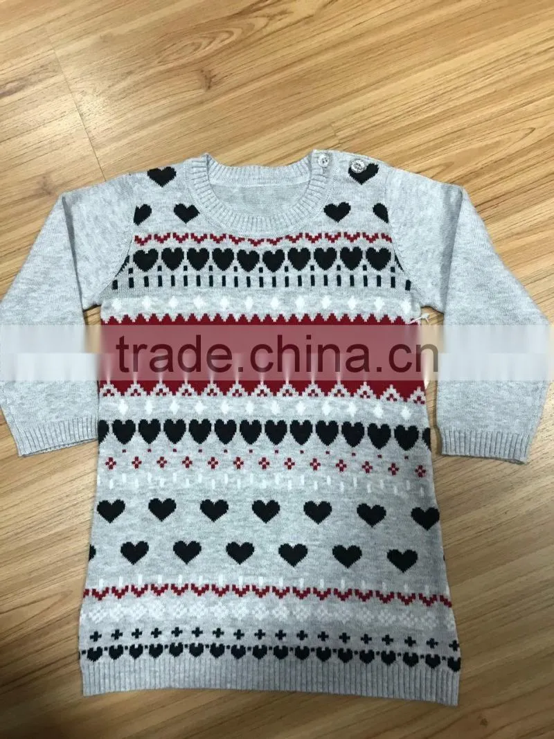 2017 Newest Winter Kids Cotton Sweaters With Floral Pattern Korea Style Knit Sweater Girl Long Sweater For Wholesale (BKNK35)