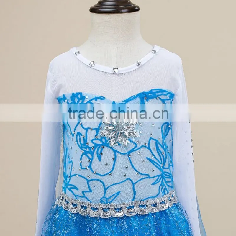 2016 wholesale girl frock design pretty costume frozen elsa princess dress