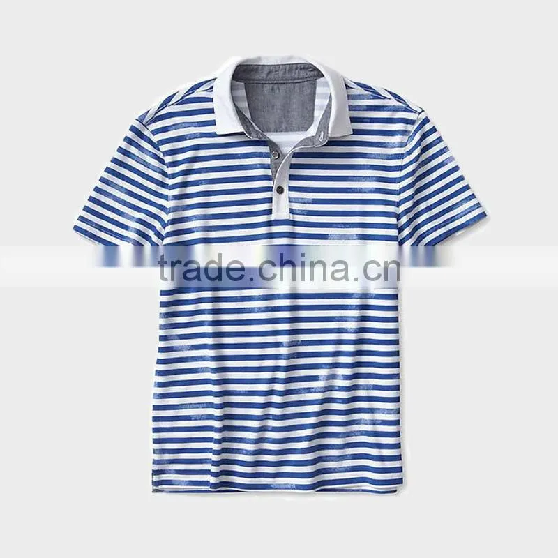 China alibaba wholesale men's blue stripe short sleeve polo shirt
