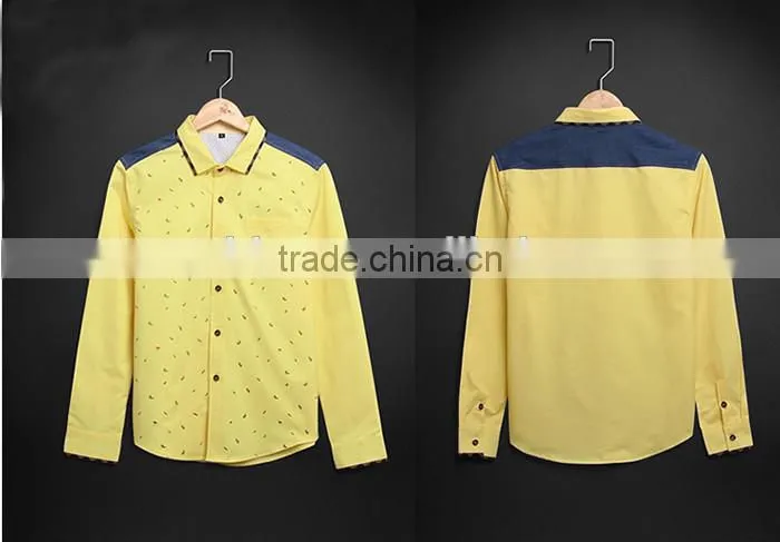 2016 Fashionable men printed slim fit casual shirts