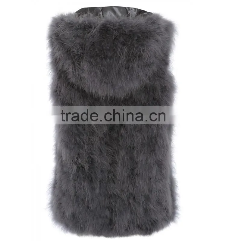 SJ007-01 Hot Sale Hooded Real Feather Clothes for Woman