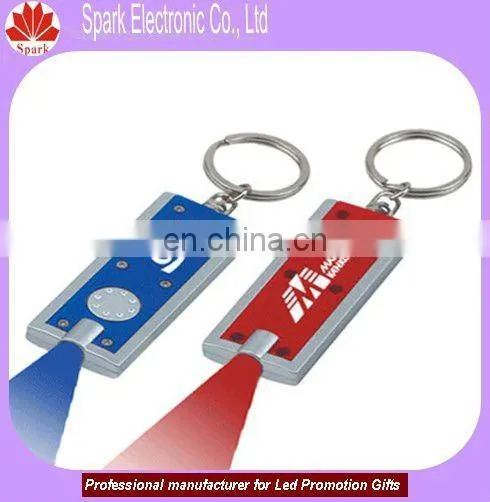 custom printed logo promotional mini led flash ligh key chains