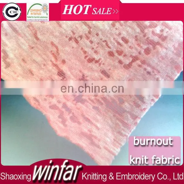 Winfar Textile New Design Jersey Knit Cotton Polyester CVC Burn-out Fabric