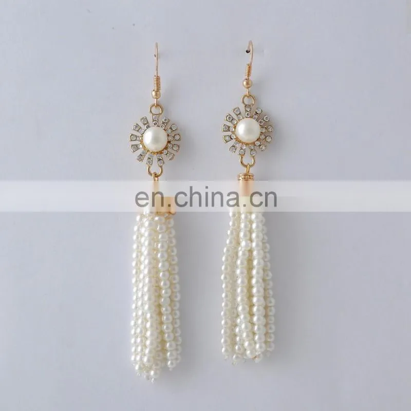 Lovely Beaded tassel tinsel Tdrops earring