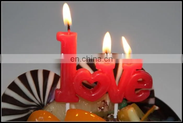 "Love" letters shaped stick cake candles favor for valentine'day