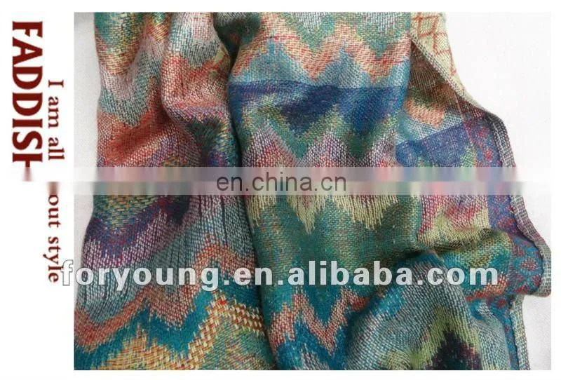 multi colored zigzag pashmina shawls stoles