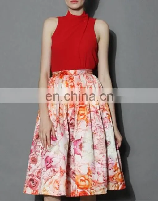 Flowers Whisper Pleated Midi Skirt