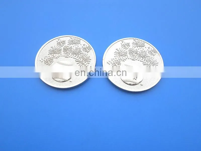 gold plated, sand blasting recessed raised gold metal coins