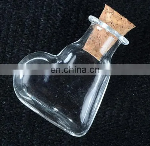 2ml Oblique heart-shaped perfume glass bottle with cork