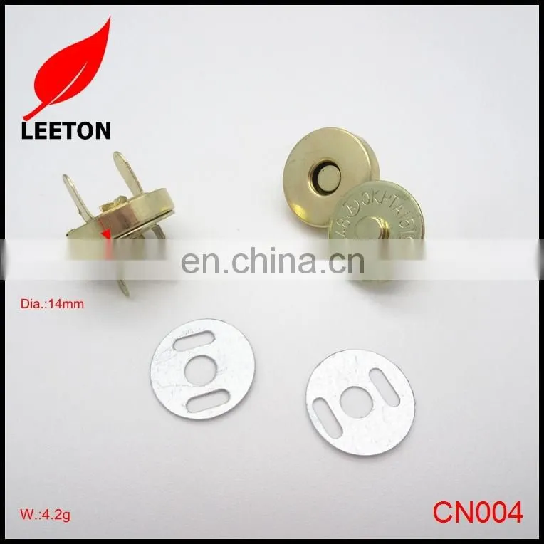 Factory supply 14mm gold magnetic snap button for handbag