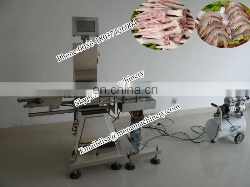 Poultry And Seafood Weight Grading System (10-3000g) 6 Grade Fish Sorting Machine (10g~1200g)