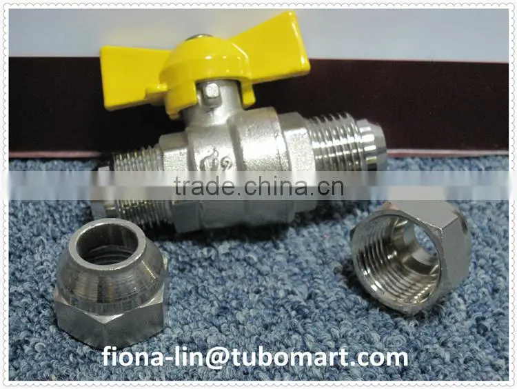 gas ball valve with movable female nipples and brass fittings