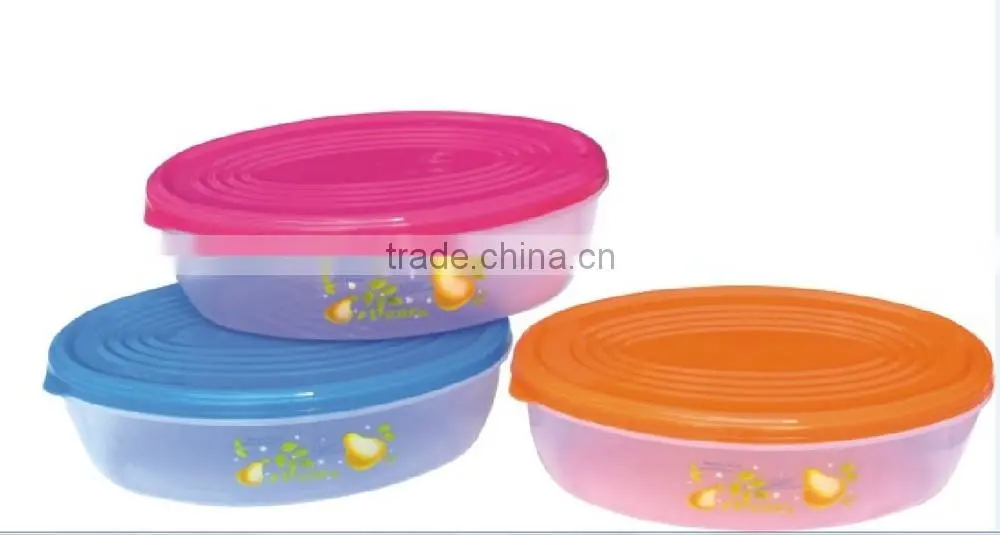 3L oval plastic food storage container, storage box