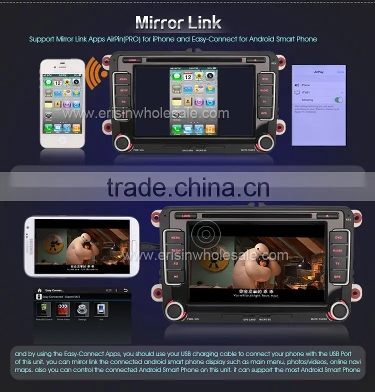 Erisin ES2698V 7 Inch 2 Din Android 4.4.4 Auto Radio Car DVD for Jetta