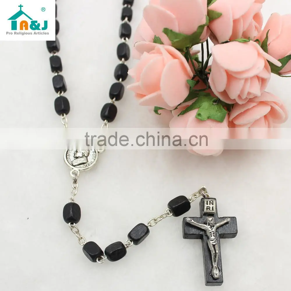 Rosary wood prayer beads rosary - CATHOLIC Rosary Crucifix Necklace