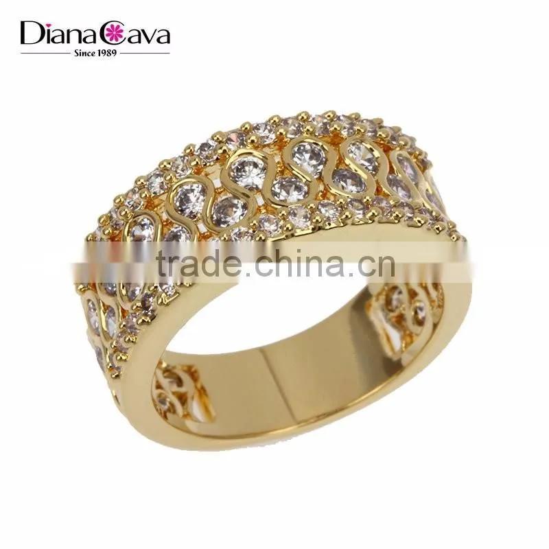 Grand Luxury Clear Zircon Crystals Gold Platinum Jewlery Ring Wedding Band
