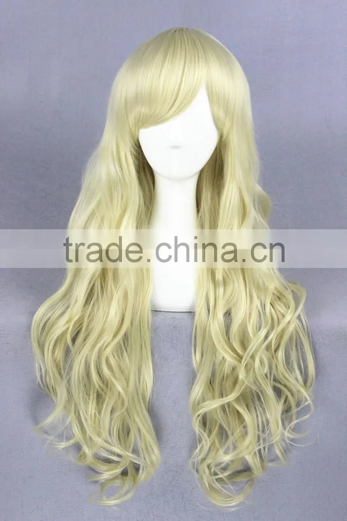 wholesale 80CM long light yellow Lolita wome wave women Halloween party fashion synthetic hair wig