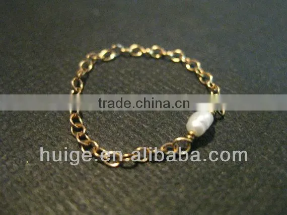 Delicate Double Chain Ring with Precious Gemstone