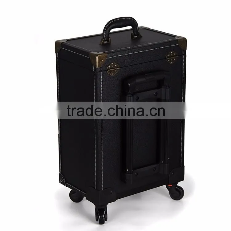 Professional Rolling Makeup Case 2 in1 Mutifunctional PVC Trolley Cosmetic Case With 360 Degree Wheel