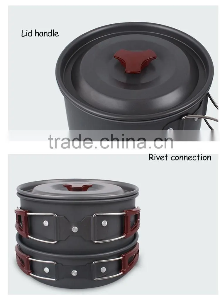 Portable Non-toxic and Odorless Outdoor Cookware Set for 3-5 Person for Camping Hiking