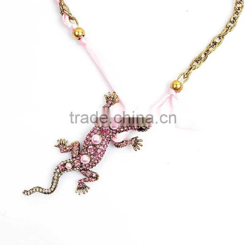 New Fashion Style Bohemian Gecko Pendant Chain Bib Statement Necklace Chain Spools