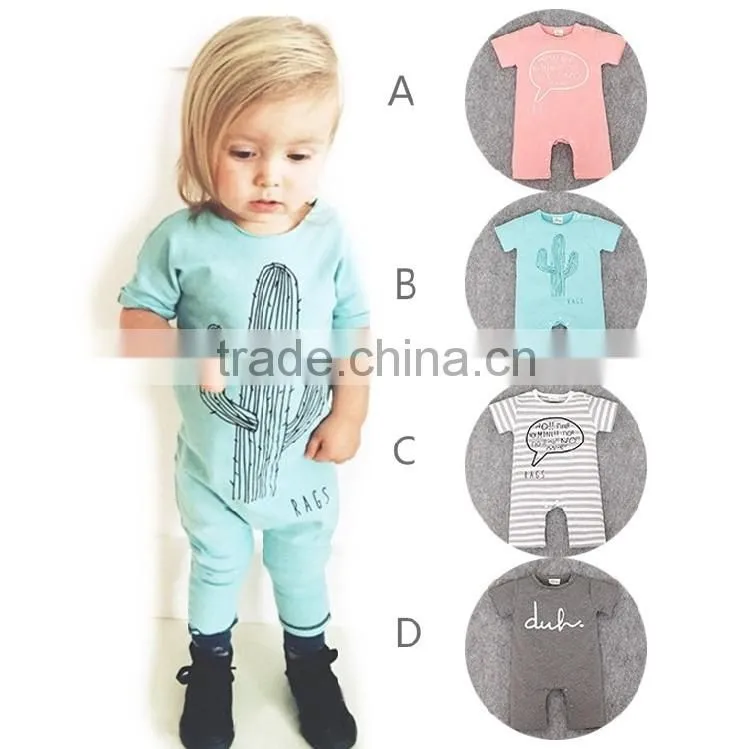 2016 Cute Modeling Cartoon High Quality Newborn Baby Rompers Pure Cotton Summer Toddler Jumpsuits