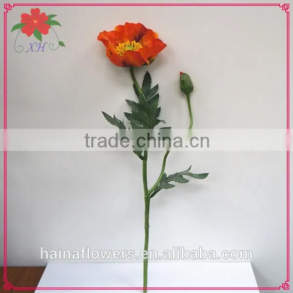 Red color decoration artificial poppy flower wholesale