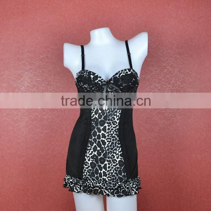 New arrival novel sexy hot lingeries animal print short babydolls 5079