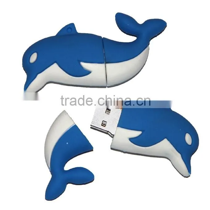 Emulation Dolphins shape PVC usb flash drive for souvenir gift