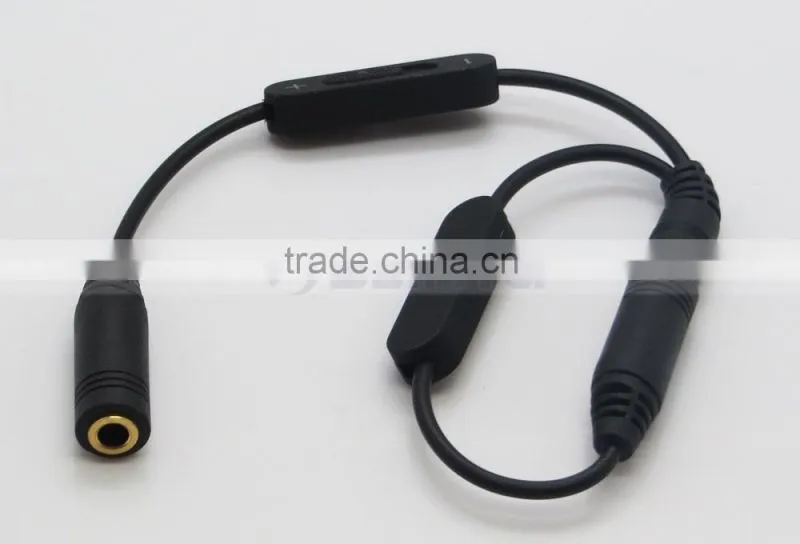 2 Male to Female Y Splitter Cable Extension Audio Cable With Volume Control