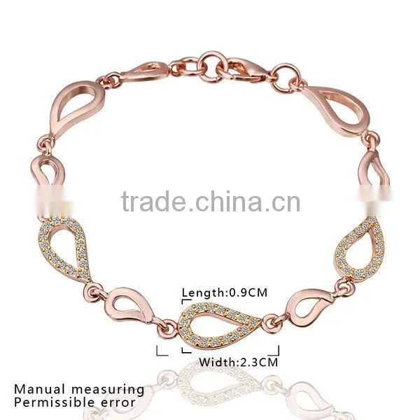 Top quality Elegant water drop shaped plated gold bracelet 18k