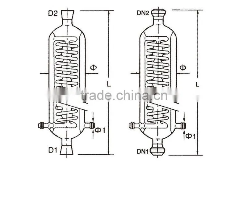 borosilicate 3.3 glass coil condenser