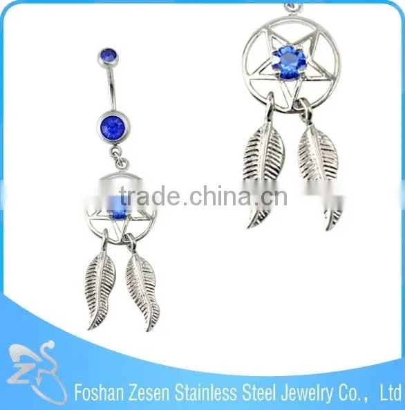 Turquoise Blue Zricon Body Jewelry Belly Ring Stain