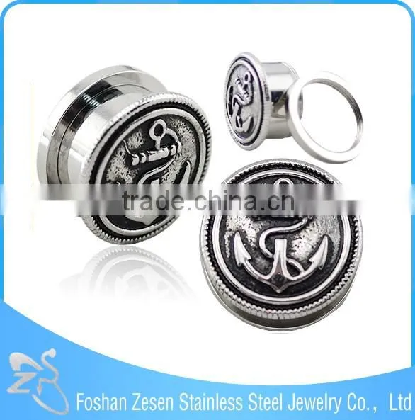 Competitive price stylish body jewelry medical steel casting anchor ear plugs