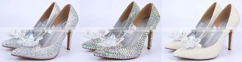 Bridal wedding shoes strass women high heel shoes small crystal stone shoes for wedding / party