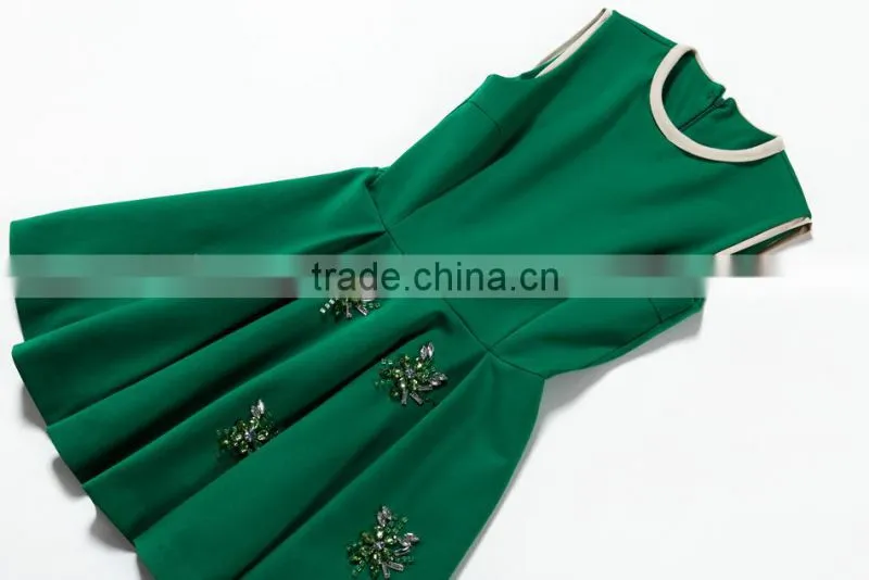 Sleeveless Casual woman green dresses summer