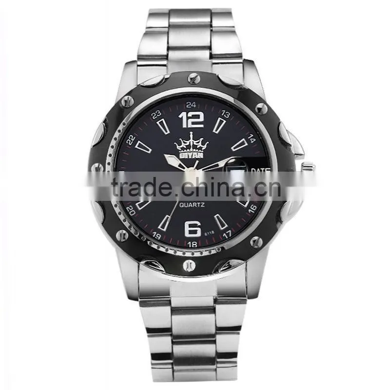 DIYAN Date Time men wristwatch full stainless steel quartz watch mans fashion casual watches Men's Dress clock relogio masculino