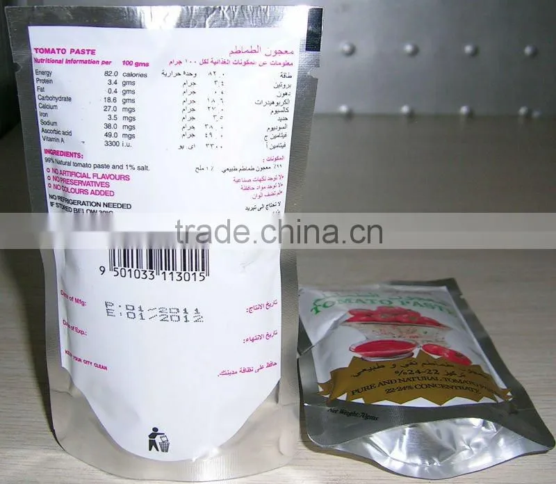 tomato paste in sachet brix 22-24%