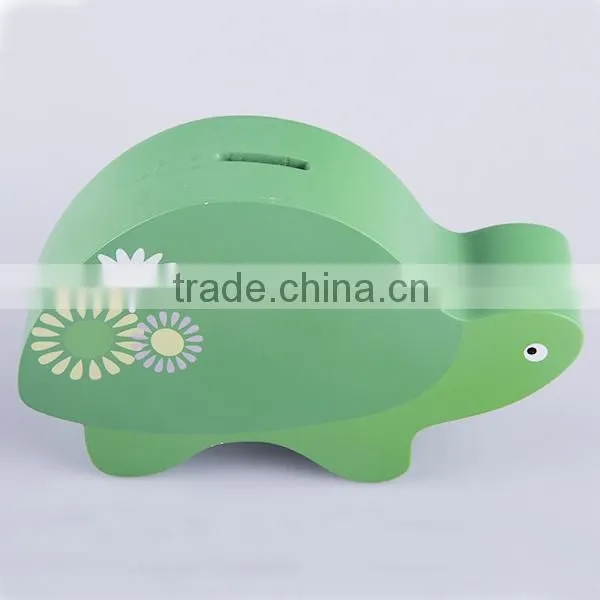 wood personalized cute tortoise money bank