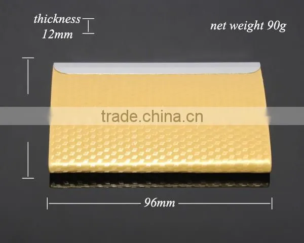 Box Packing Cube Pattern Yellow Gold Leather Flannelette Lining Stainless Steel Metal Novelty Card Holder