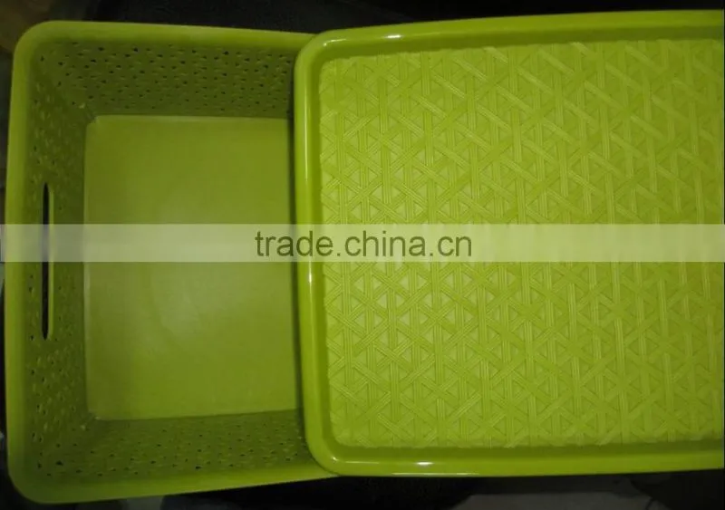 hot sale home use colorful high quality plastic storage basket with cover