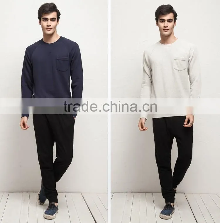 Customised 180gsm 100% Cotton O-neck Long Sleeves T Shirt For Men