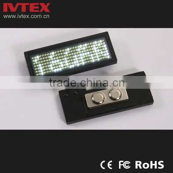 Digital Blue Rechargeable Battery Backup digital LED Display / LED name badge / Mini name card