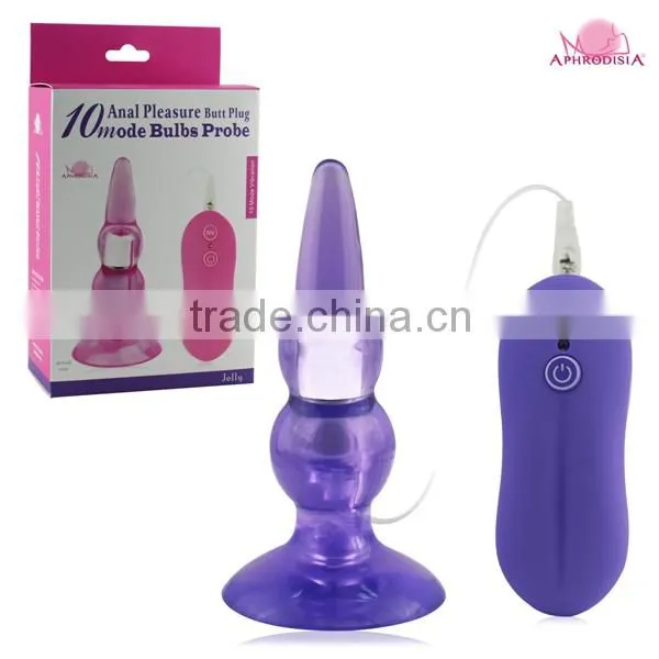 10 mode vibration soft jelly anal probe in anal sex toys