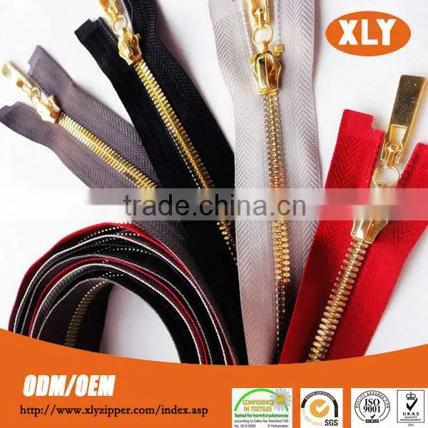 Manufacture zipper wholesale fancy design custom gold metal zipper
