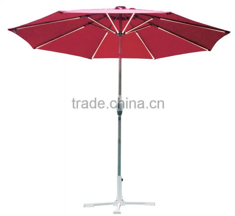 2015 cheapest 3.0m garden patio umbrella with 32 solar led light