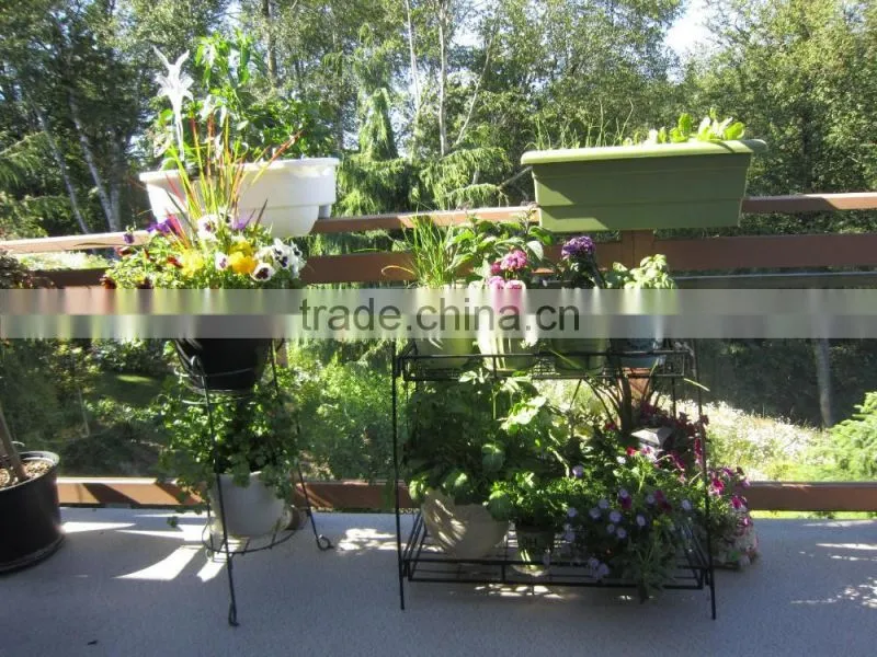 Plant Stand with Contemporary Tray Design and 2-Tier, Black