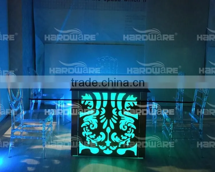 foshan furniture illuminated led stainless steel dining table with glass
