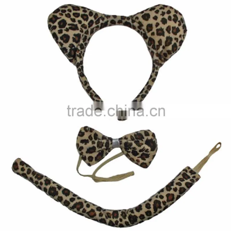 Leopard headband bow tie and tail set kit